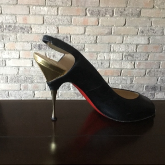 Authentic Black Christian Louboutin Gold Heels size 37.5 - Picture 3 of 5